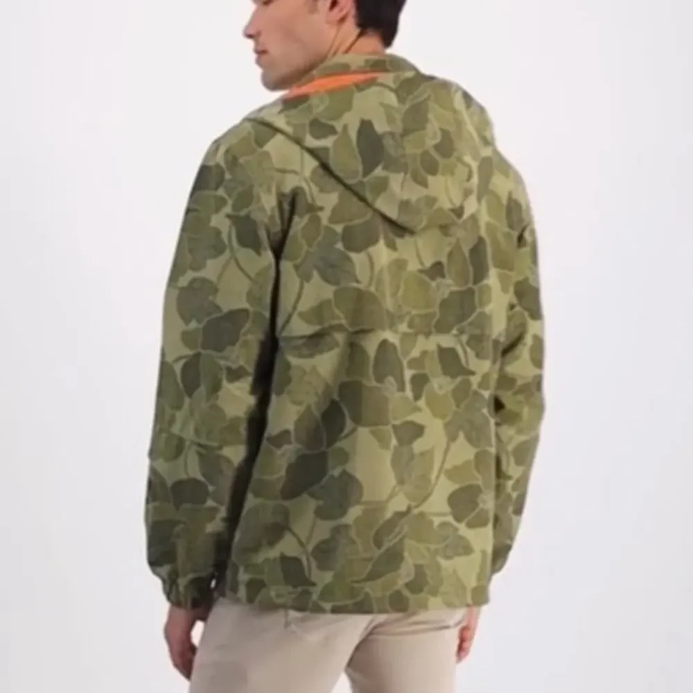 Sun + Stone Mens Camo Green Leaf Print Full Zip Hooded Windbreaker Size L NWT - Picture 2 of 14